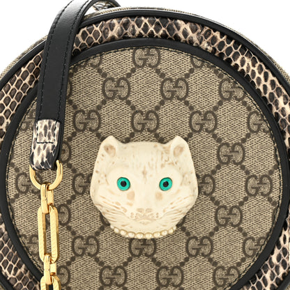 Gucci GG Supreme Monogram Patchwork Cat Round Shoulder Bag White Beige 8 of 11
