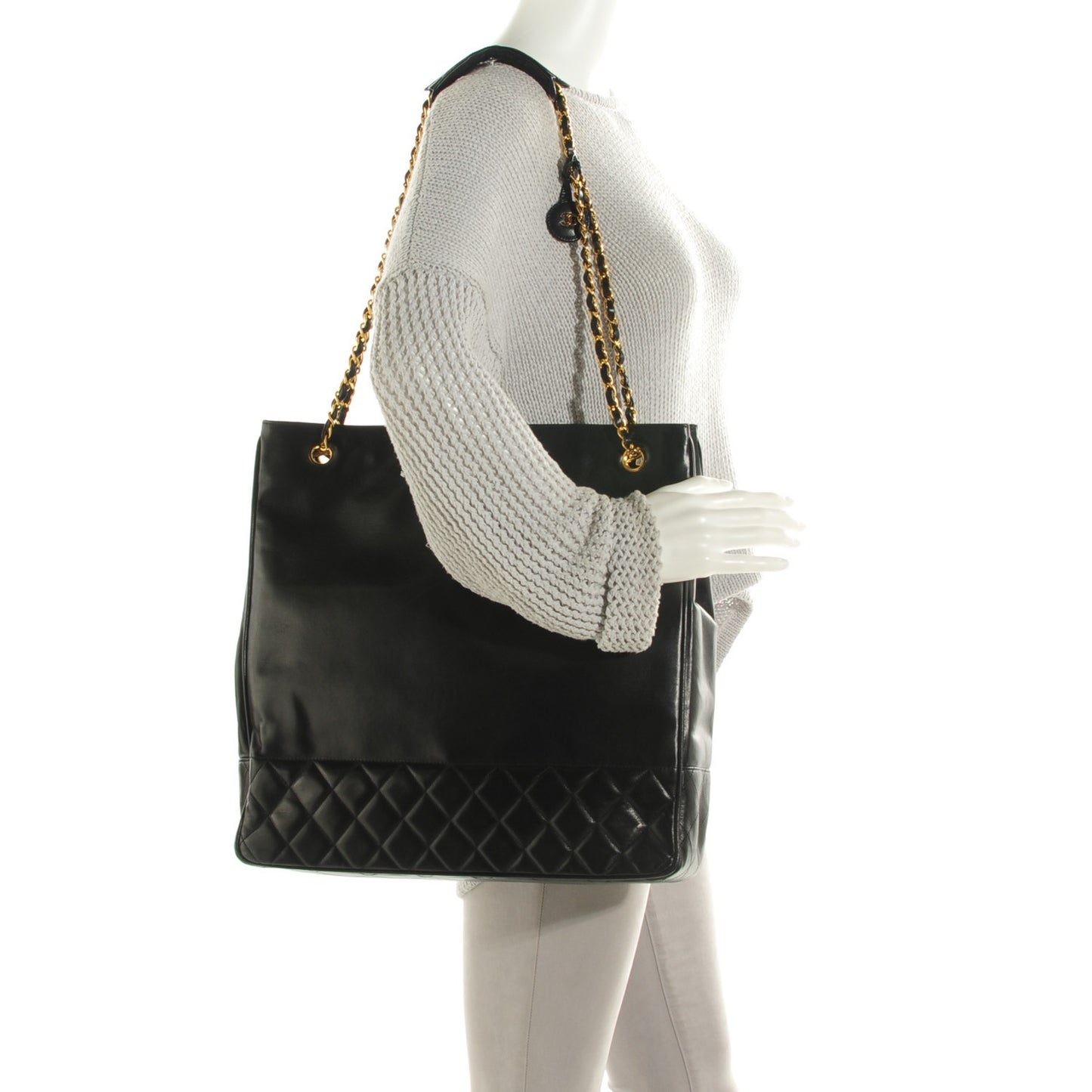 Lambskin Shopping Tote Black