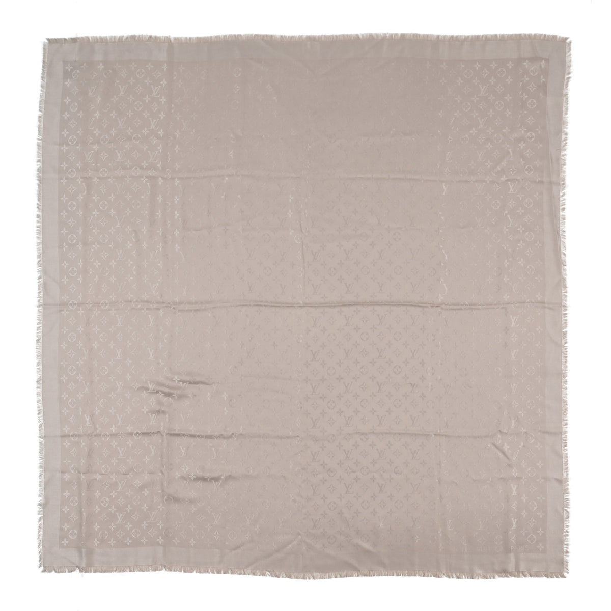 Silk Wool Monogram Shawl Greige