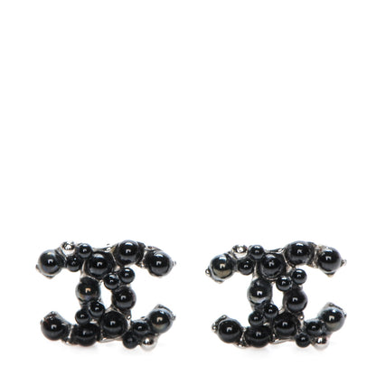 Chanel Pearl CC Earrings Black Silver 1 of 4