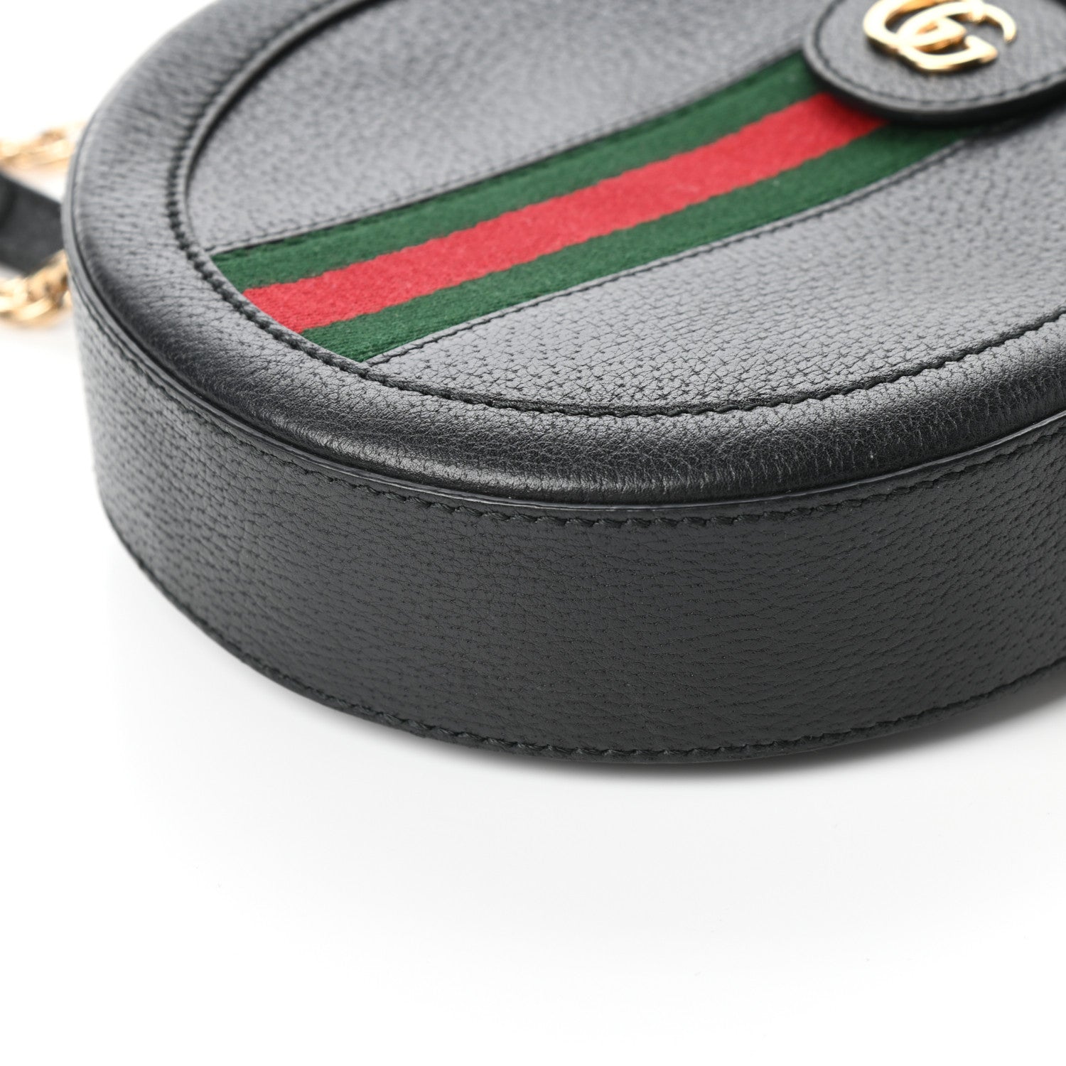 Gucci Grained Calfskin Web Mini Ophidia Round Shoulder Bag Black 9 of 9