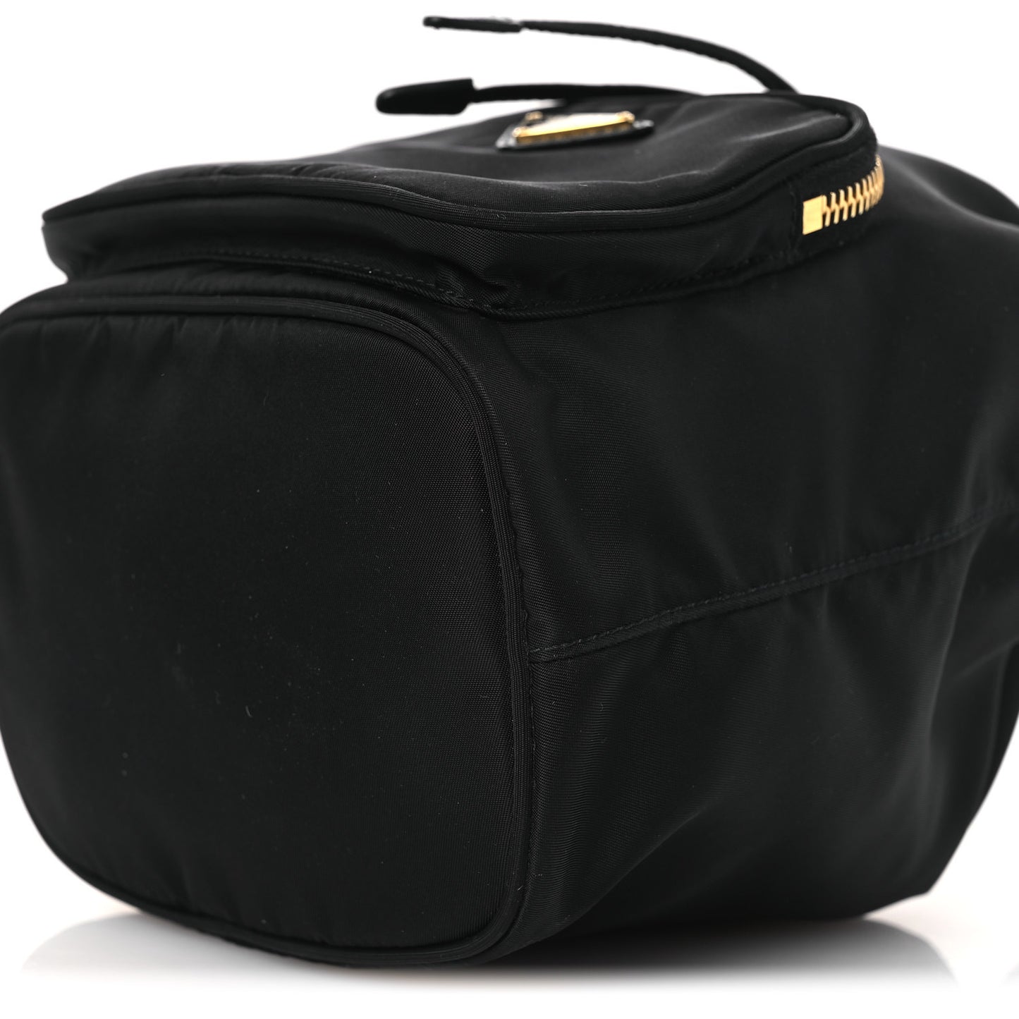 Nylon Vela Saffiano Mini Bucket Crossbody Bag Black