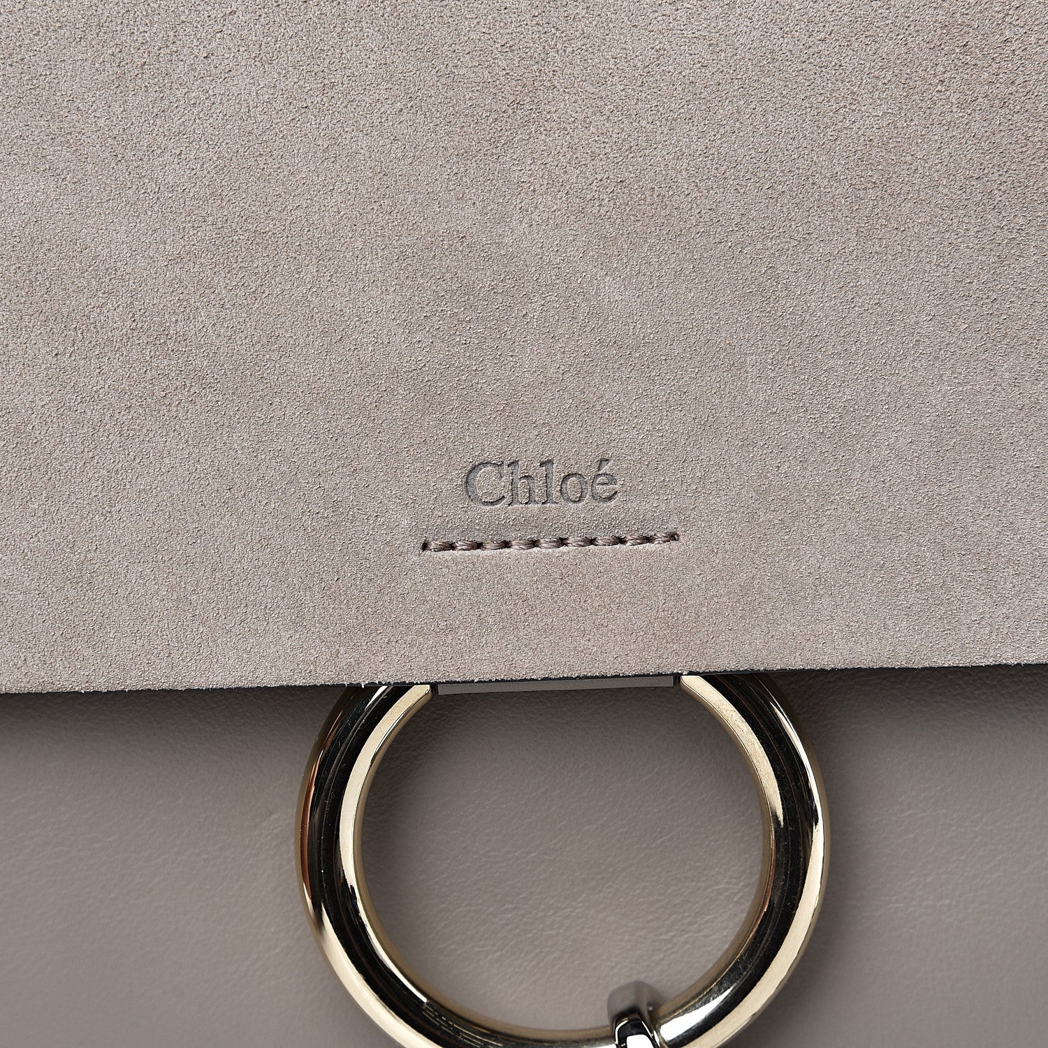 Chloe Calfskin Suede Medium Faye Shoulder Bag Motty Grey 10 of 10