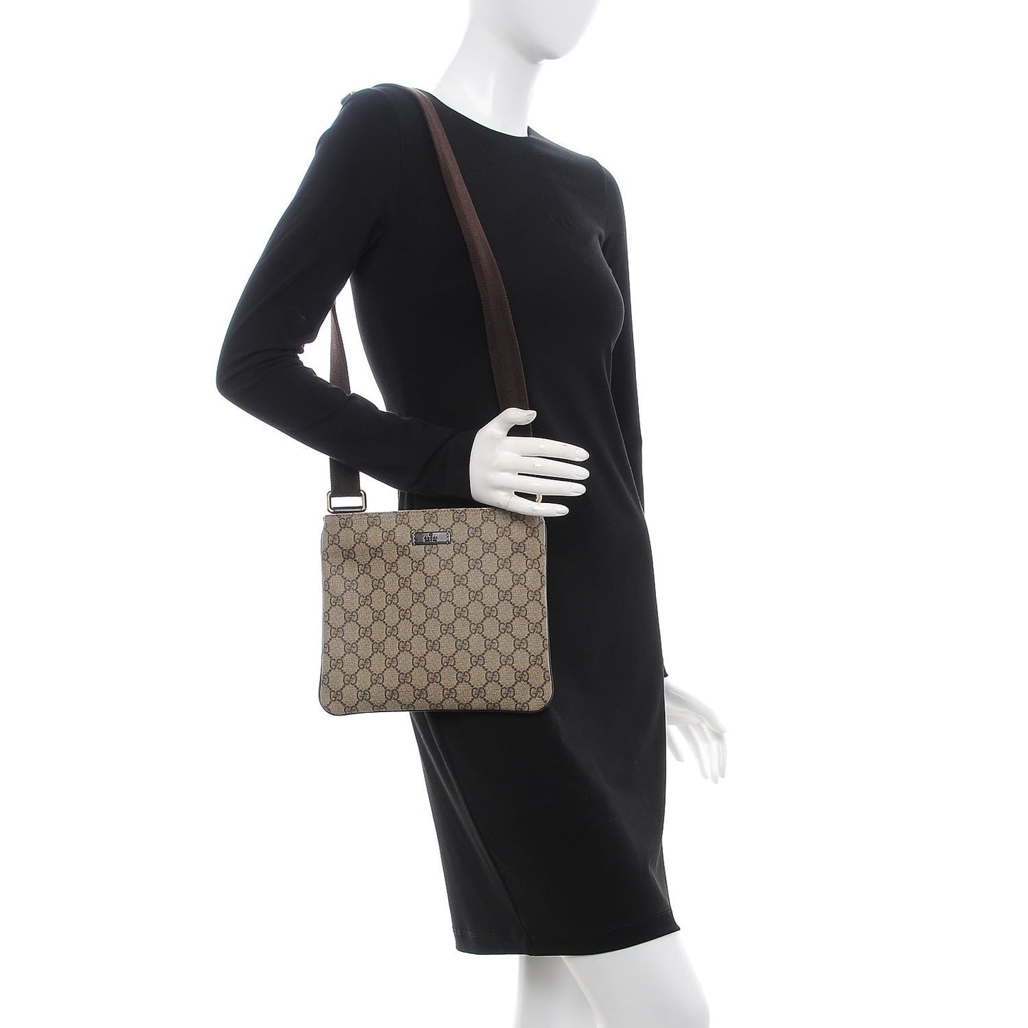 GG Supreme Monogram Small Flat Messenger Bag Dark Brown