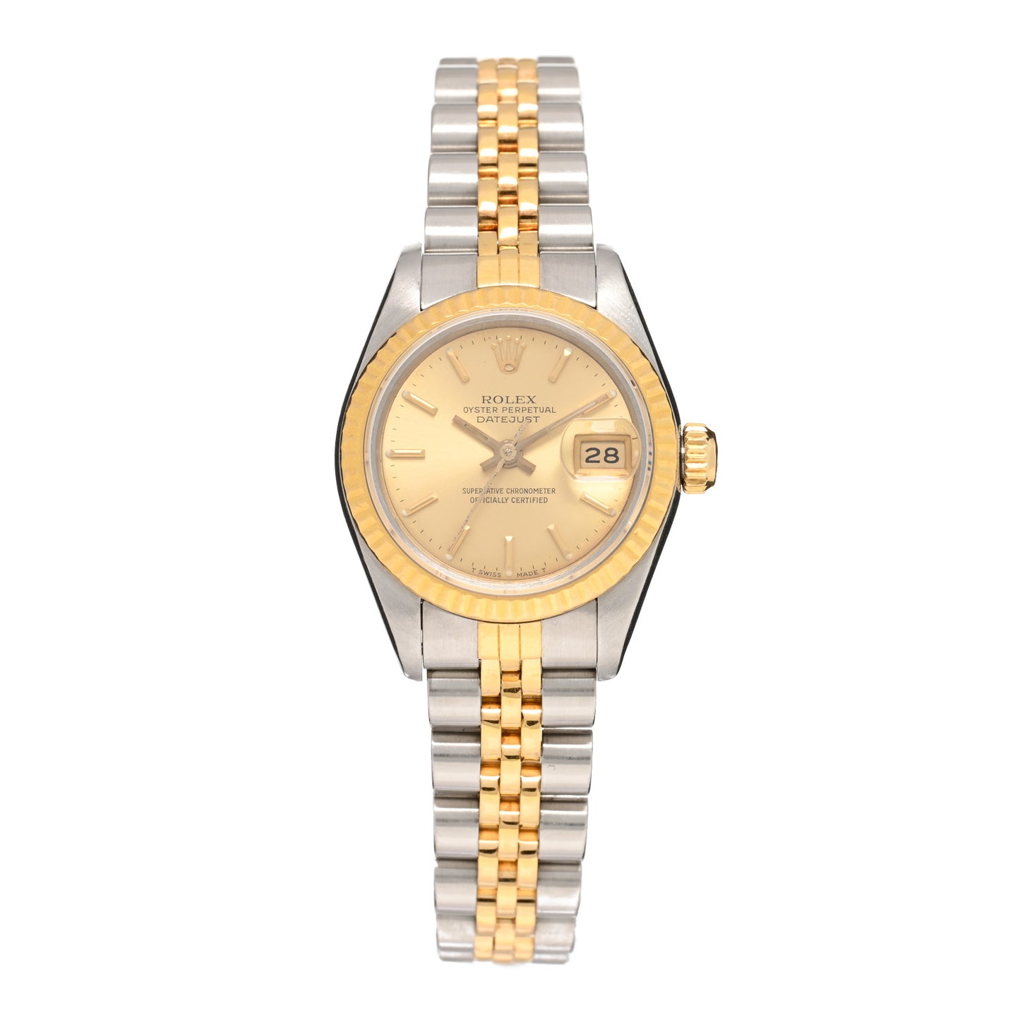Stainless Steel 18K Yellow Gold 26mm Oyster Perpetual Datejust Watch Champagne 69173