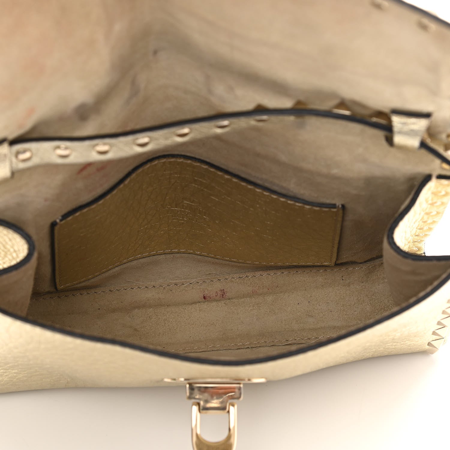 Valentino Garavani Metallic Pebbled Calfskin Medium Rockstud Flip Lock Crossbody Bag Platino 4 of 10