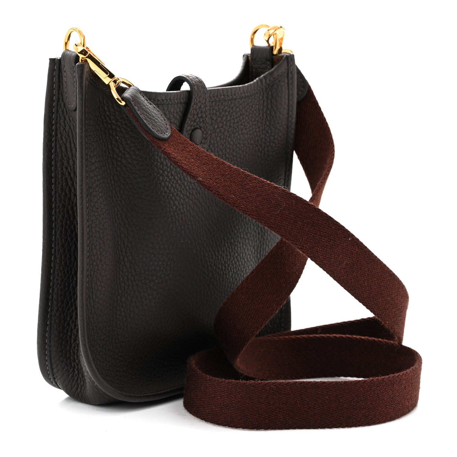 Hermes Taurillon Clemence Evelyne TPM Chocolate 3 of 10