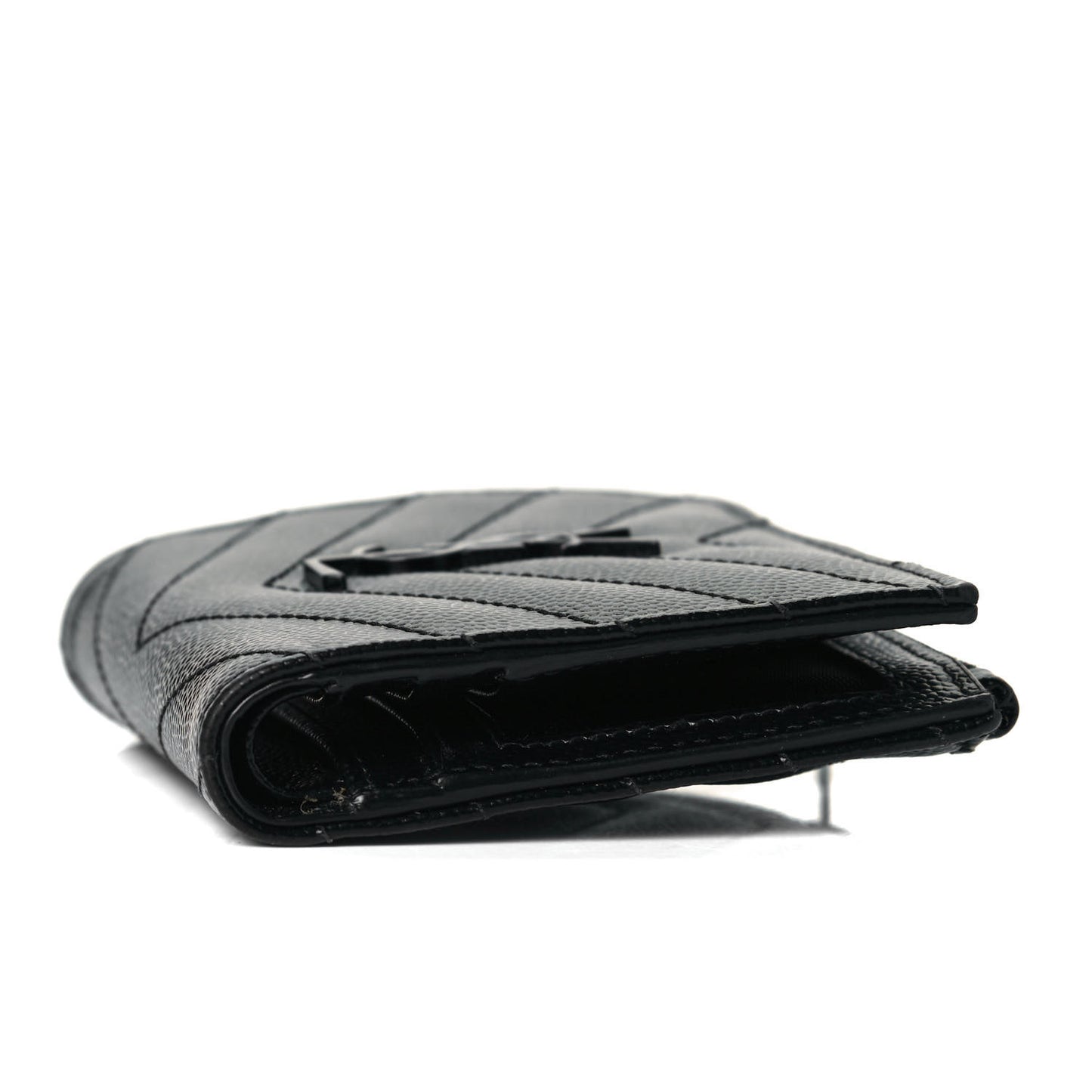 Grain De Poudre Matelasse Chevron Monogram Zipped Card Case Black