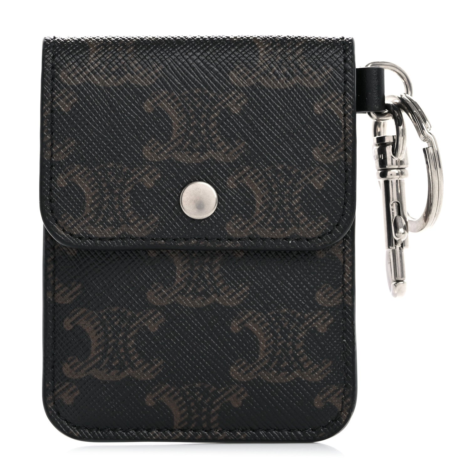 Celine Triomphe Canvas Keyring Flat Card Holder Black 1 of 7