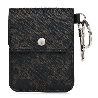 Celine Triomphe Canvas Keyring Flat Card Holder Black 1 of 7