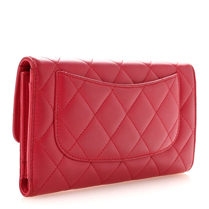 Chanel Lambskin Quilted Large Flap Wallet Dark Pink 3 of 11