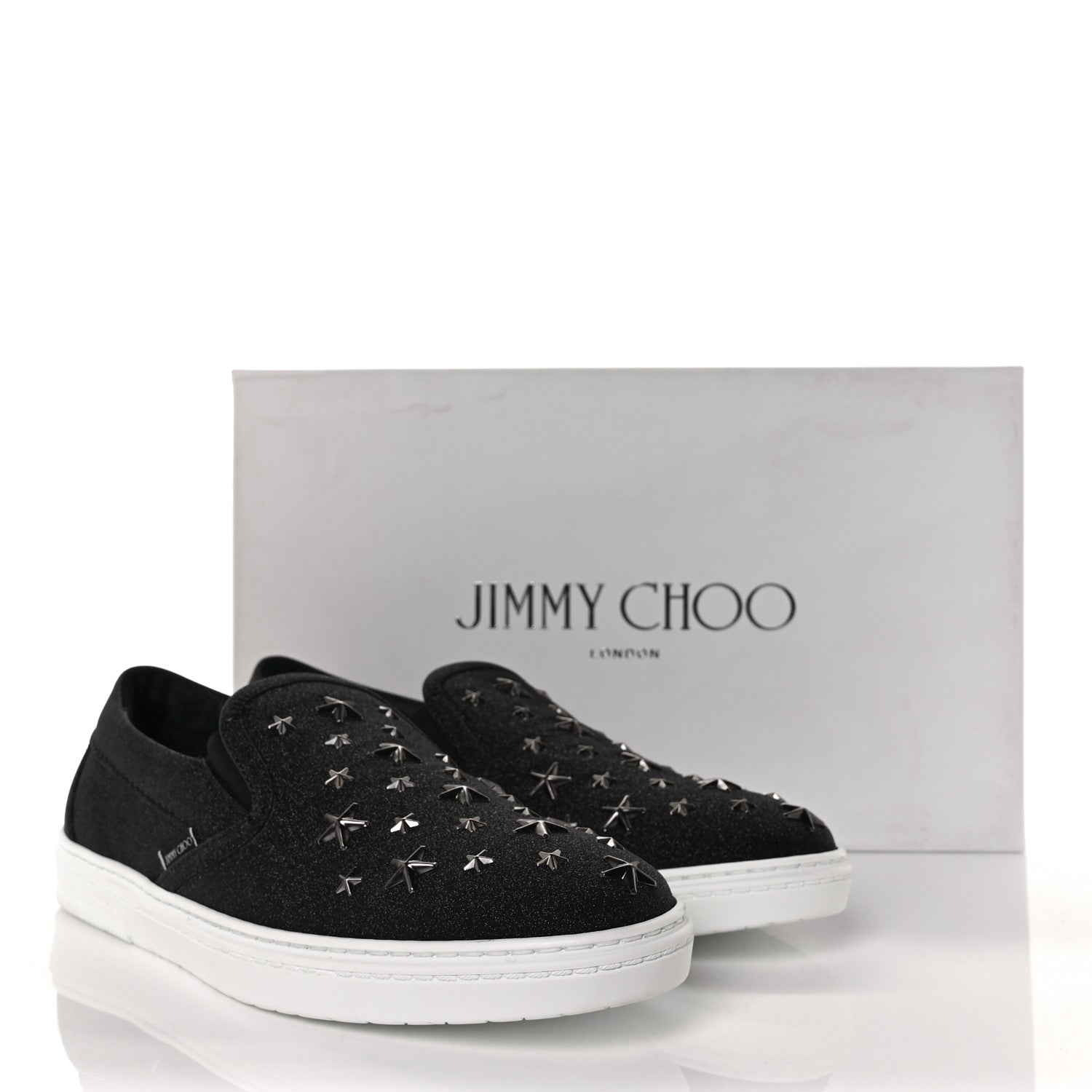 Jimmy Choo Fine Glitter Suede Mens Grove Sneakers 40 Black 8 of 8