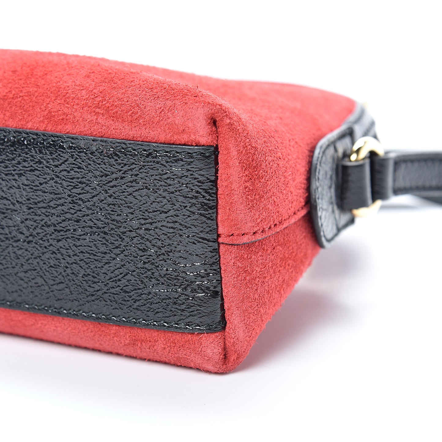 Suede Patent Web GG Small Ophidia Dome Shoulder Bag Hibiscus Red