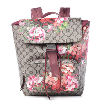 Gucci GG Supreme Monogram Blooms Medium Single Buckle Backpack Beige Multicolor Dry Rose 1 of 13