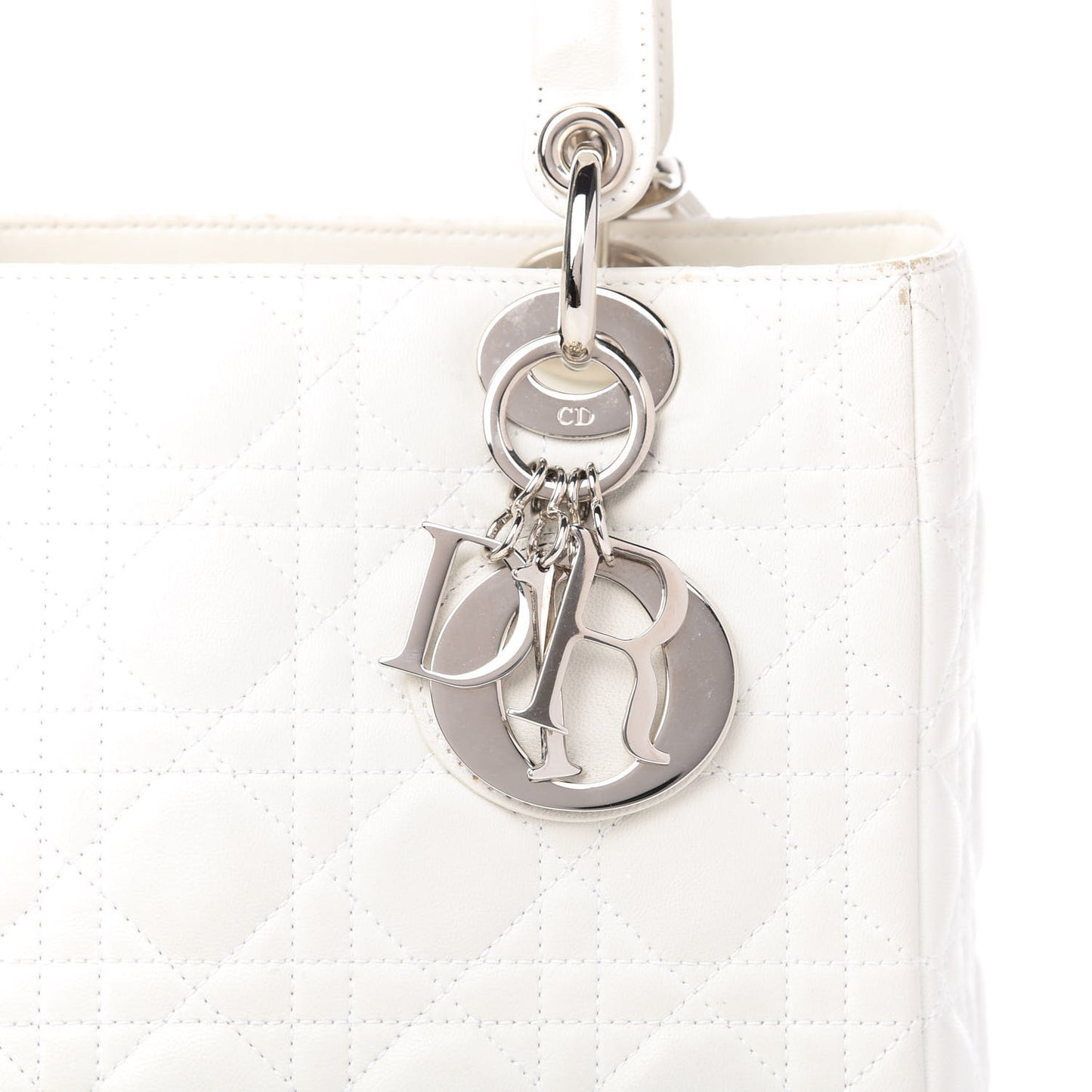 Lambskin Cannage Medium Lady Dior White