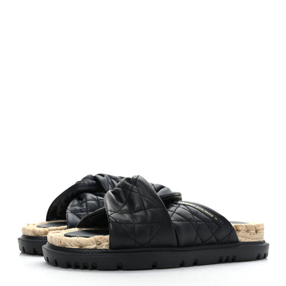 Christian Dior Calfskin Cannage Dtwist Espadrille Platform Sandals 38 Black 3 of 8