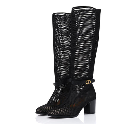 Christian Dior Calfskin Empreinte Resille High Boots 36 Black 3 of 6