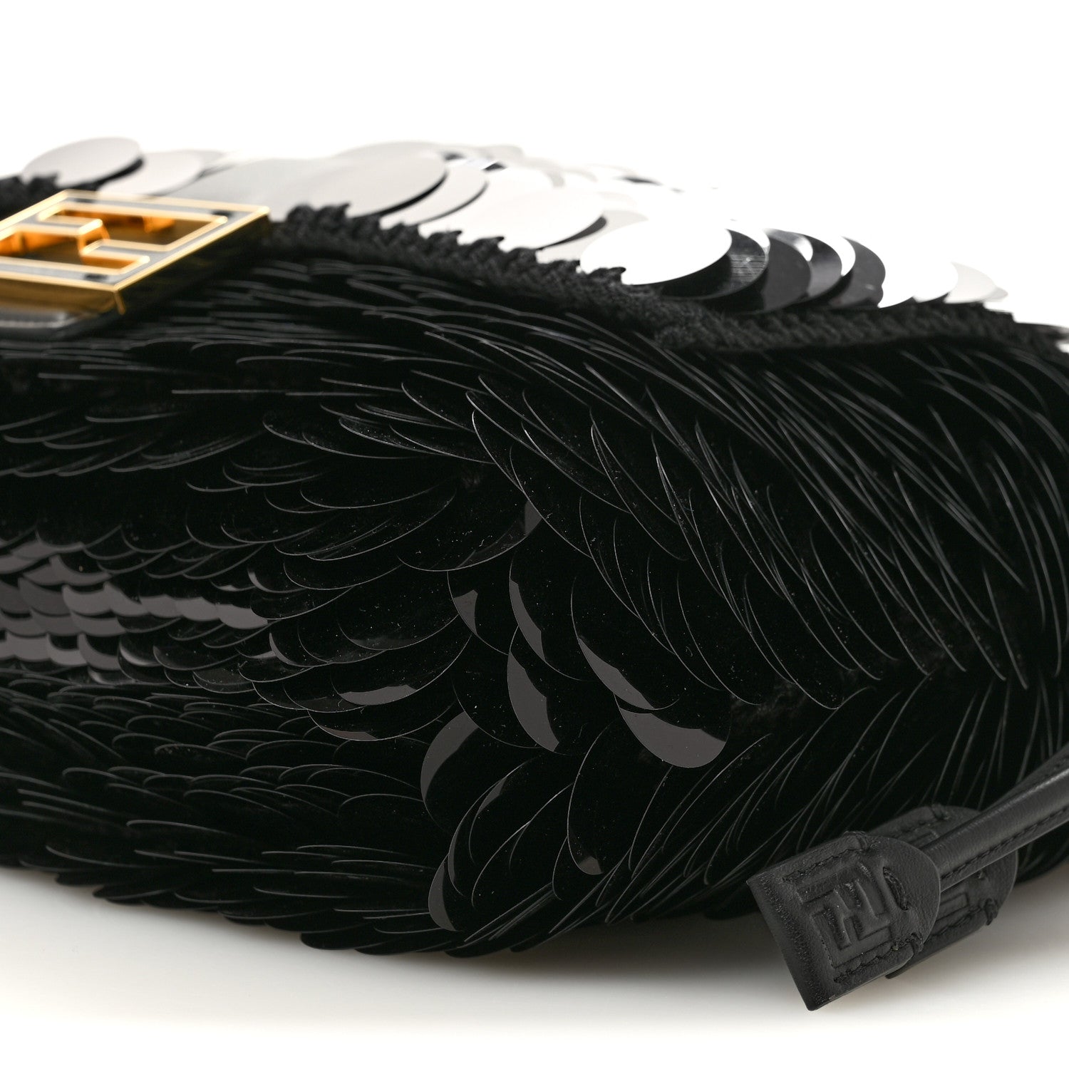 Fendi Sequins Fabric Crochet Medium Mamma Baguette Black 10 of 11