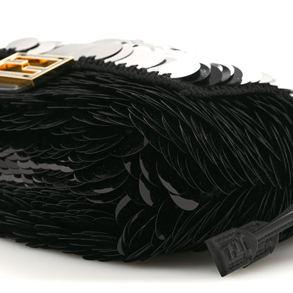 Fendi Sequins Fabric Crochet Medium Mamma Baguette Black 10 of 11