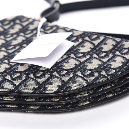 Christian Dior Oblique Saddle Pouch With Strap Navy Blue 8 of 9