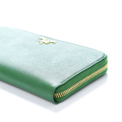 Prada Saffiano Multicolor Zip Around Wallet Verde Cobalt 7 of 9