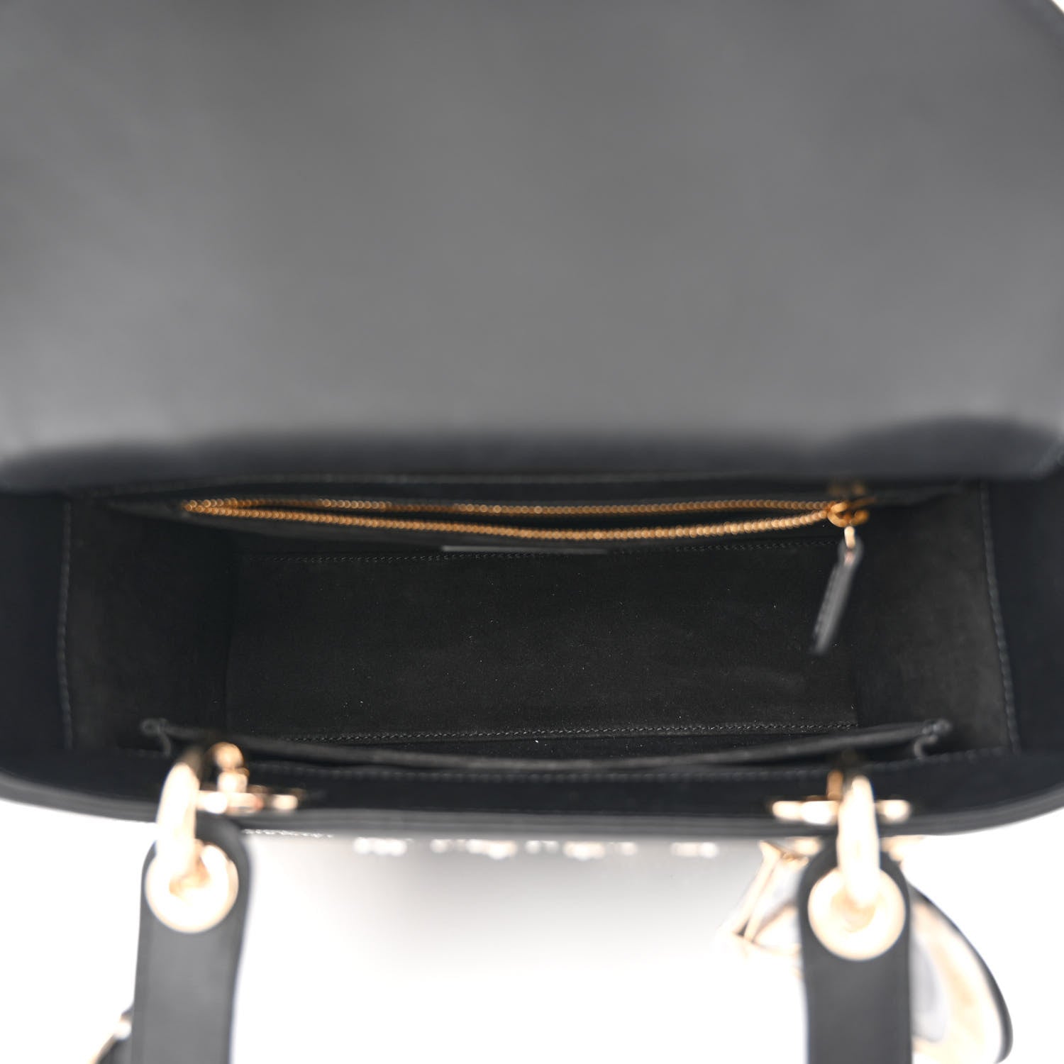 Christian Dior Calfskin Beaded Embroidered Ramage Butterfly Medium Lady Dior Black White Black White 5 of 10