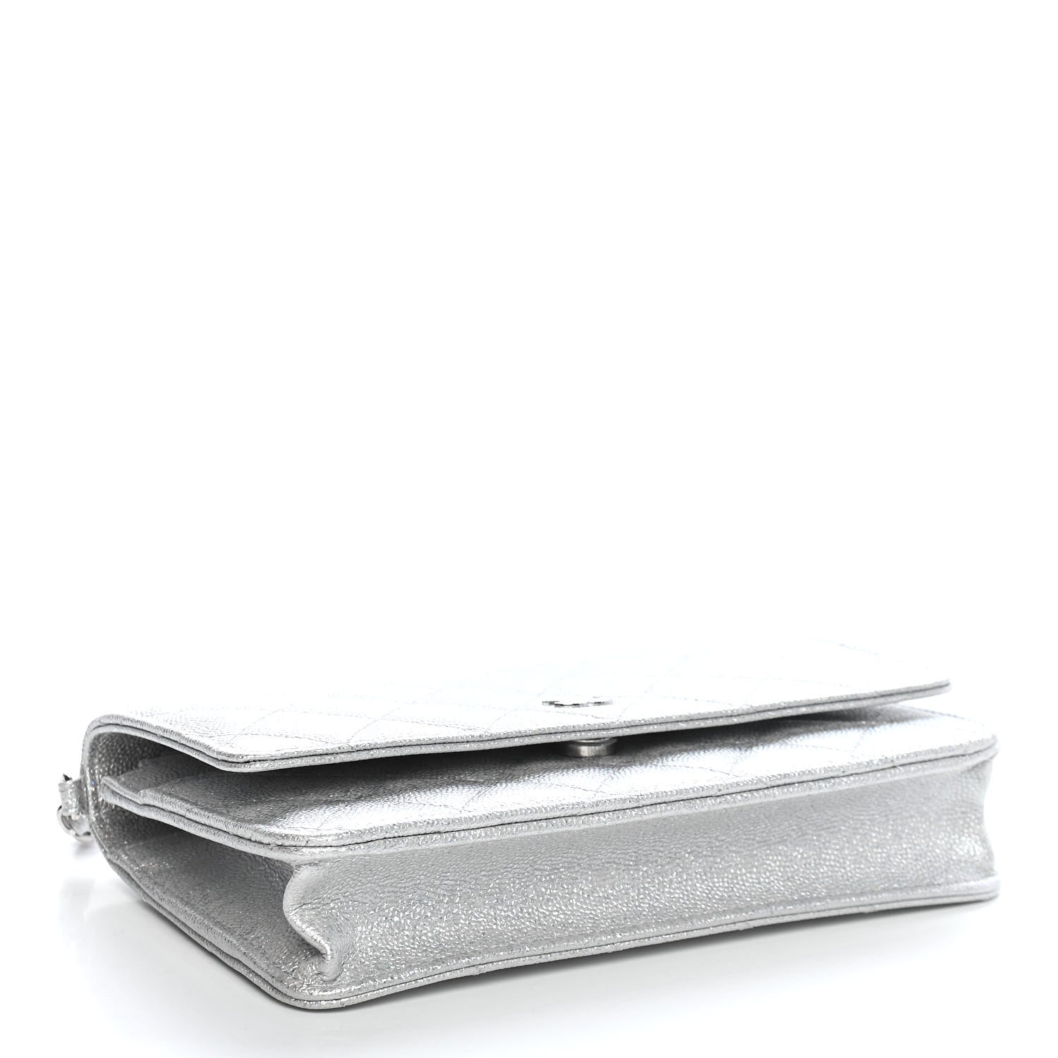 Chanel Glittered Metallic Caviar Quilted Wallet On Chain WOC Silver 4 of 9