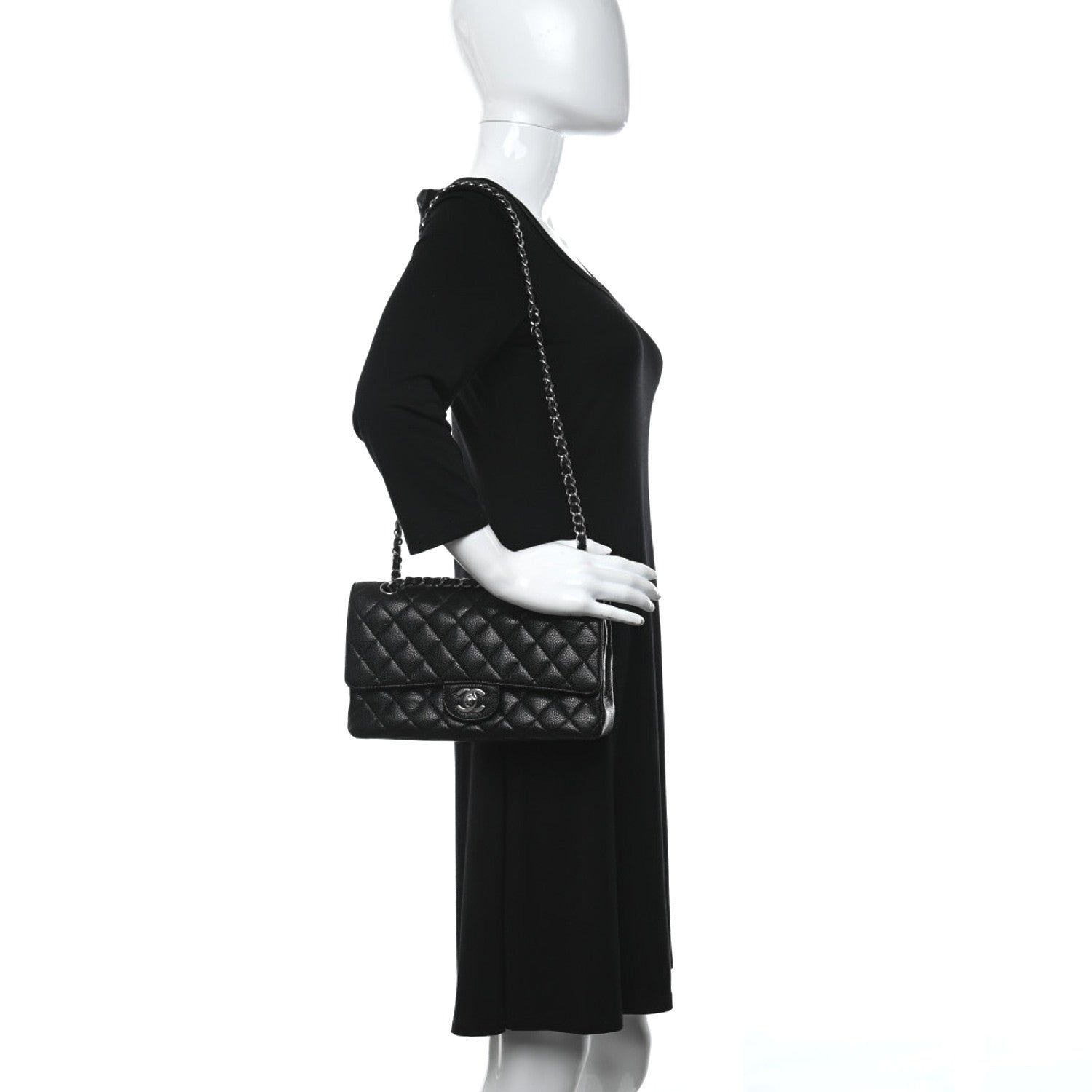 Chanel Caviar Quilted Medium Double Flap Black 2 of 10