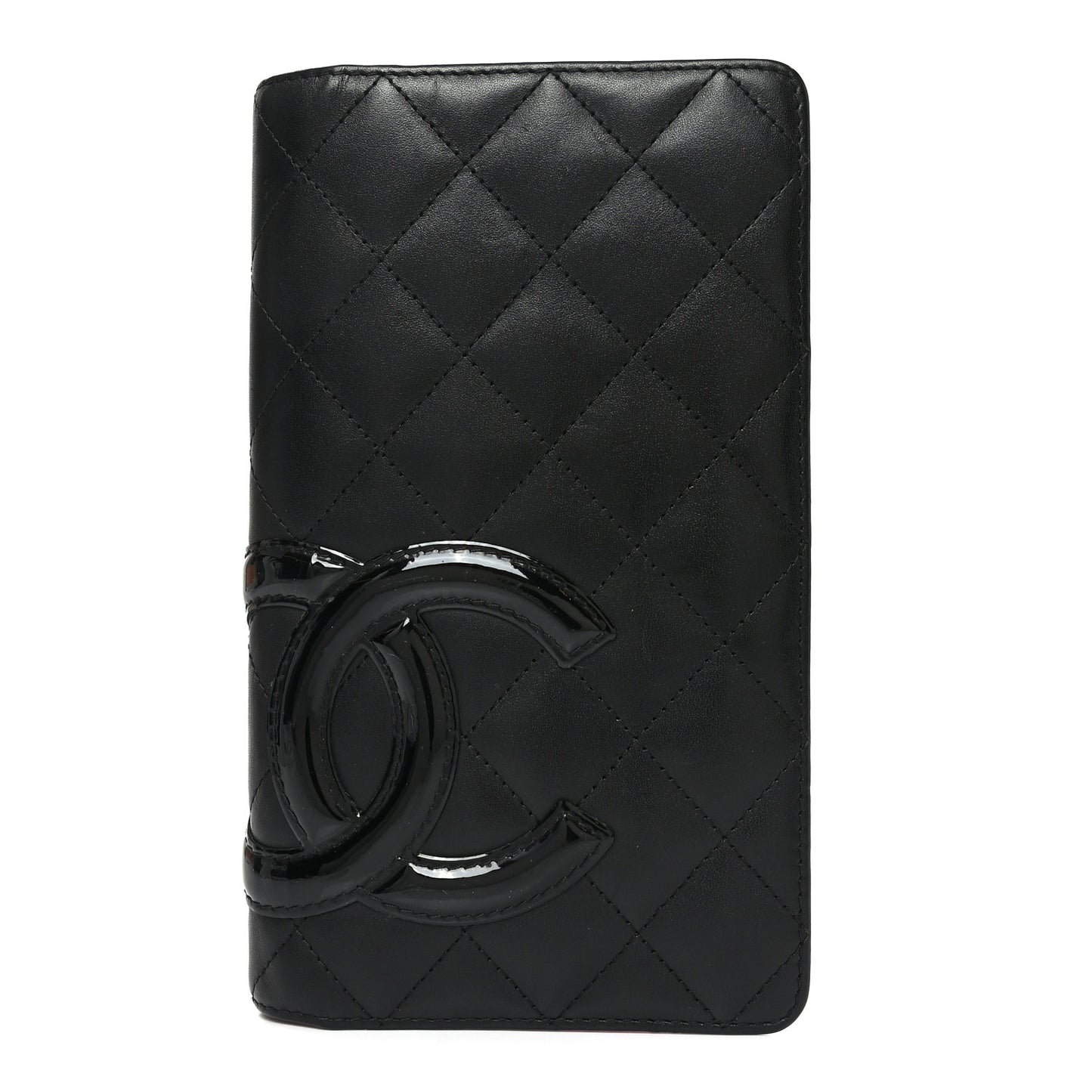 Calfskin Quilted Cambon Yen Wallet Black