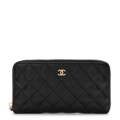 Chanel Lambskin Quilted Large Gusset Zip Around Wallet Black 1 of 11