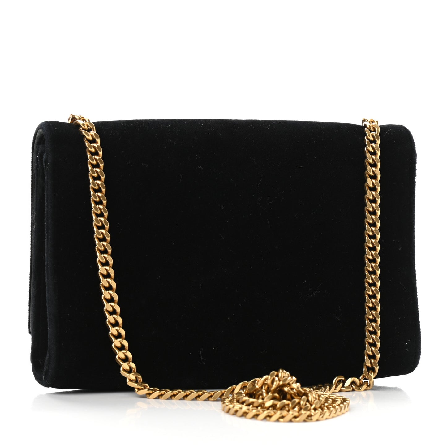 Velvet Small Monogram Kate Tassel Shoulder Bag Black