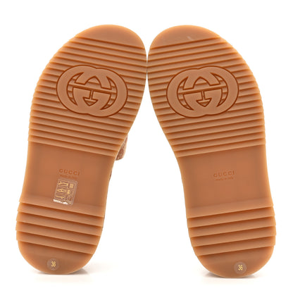 Gucci Canvas GG Monogram Angelina Platform Slide Sandals 36 Beige Ruggine 5 of 9