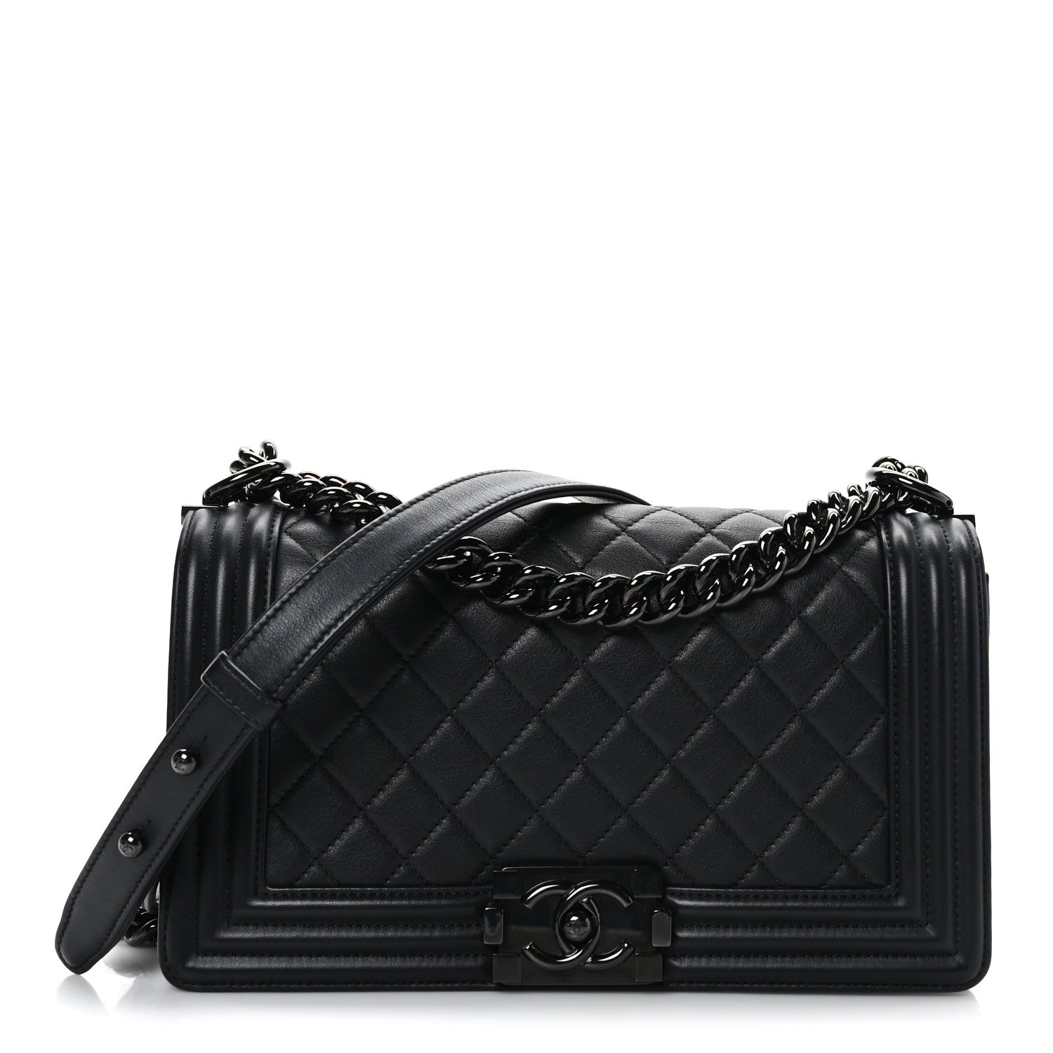 Chanel Calfskin Quilted Medium Boy Flap So Black 1 of 9