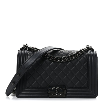 Chanel Calfskin Quilted Medium Boy Flap So Black 1 of 9