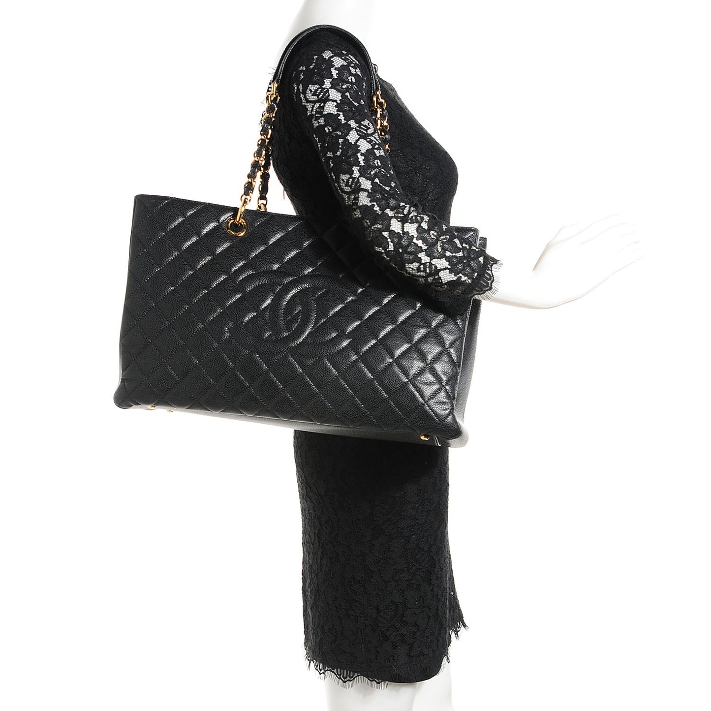 Caviar Quilted XL Grand Shopping Tote GST Black