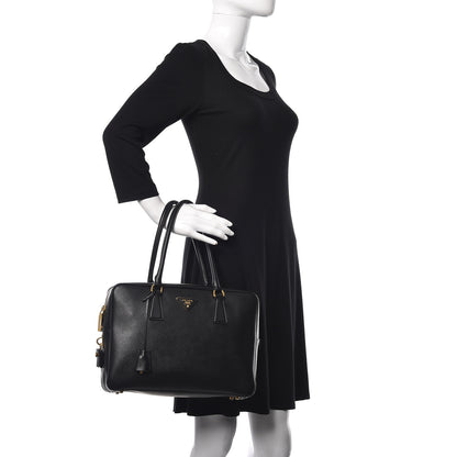 Prada Saffiano Lux Bauletto Black 2 of 9