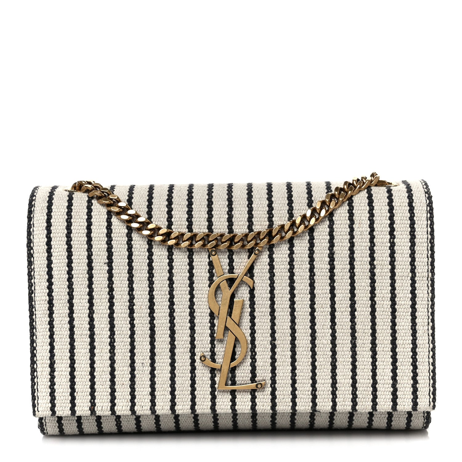 Saint Laurent Canvas Small Striped Kate Satchel Grigio Multicolor 1 of 11