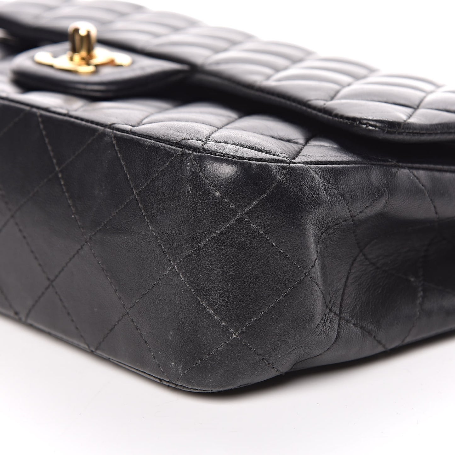 Lambskin Quilted Medium Double Flap Black