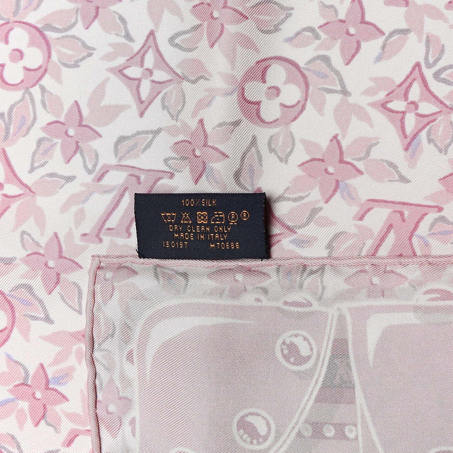 Silk Monogram Trunk Floral Print Square Scarf Rose Poudre