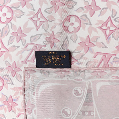 Louis Vuitton Silk Monogram Trunk Floral Print Square Scarf Rose Poudre 4 of 5