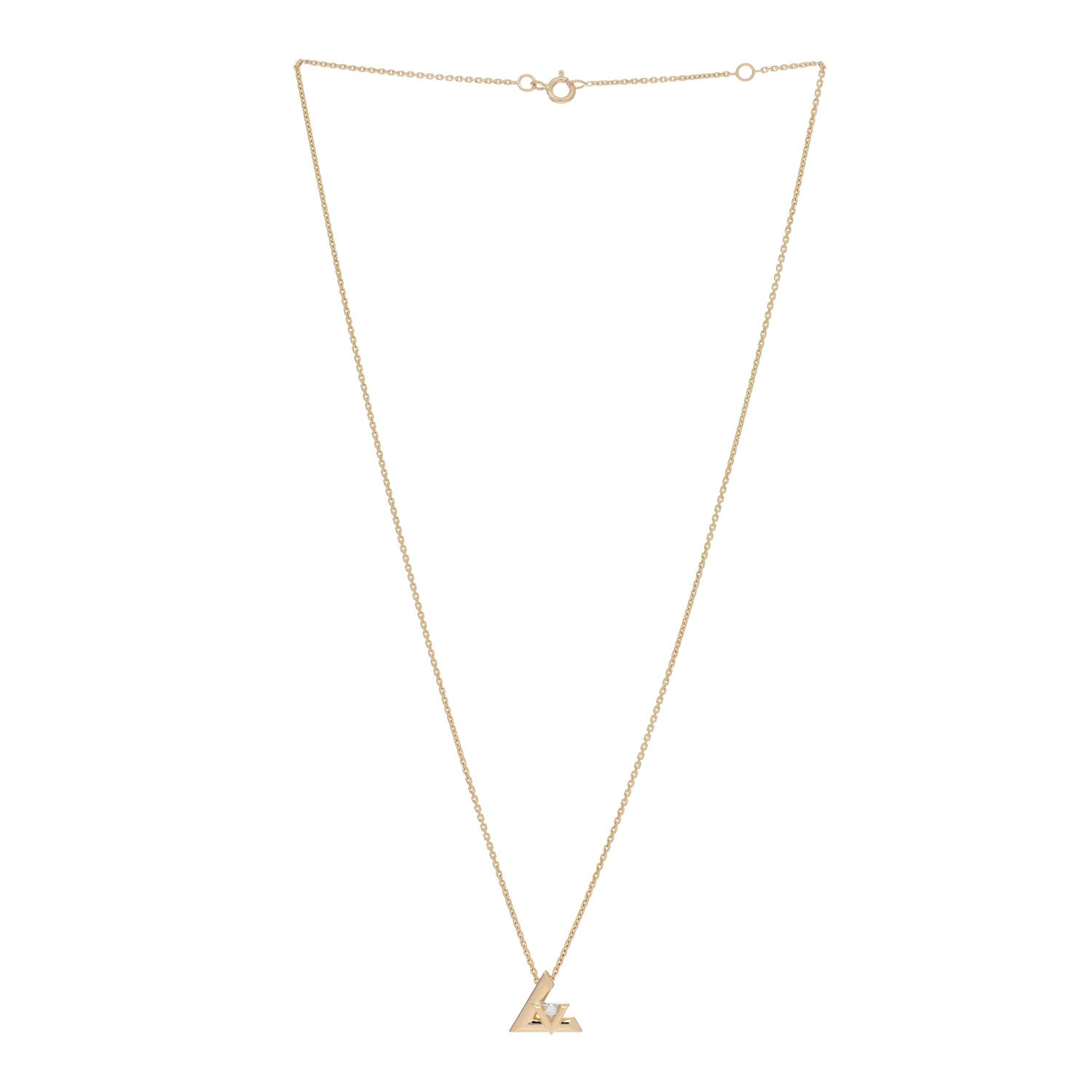 Louis Vuitton 18K Yellow Gold Diamond Small LV Volt One Pendant Necklace 2 of 5