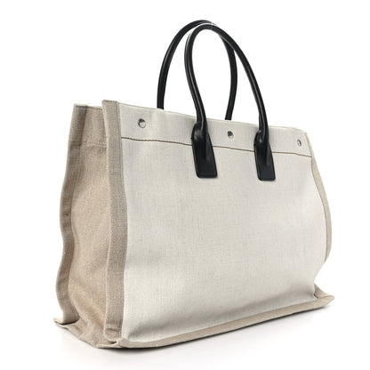 Saint Laurent Linen Calfskin Rive Gauche Tote Optic White 3 of 8