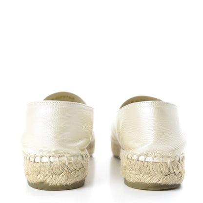 Chanel Iridescent Goatskin CC Espadrilles 37 Ivory Black 6 of 10