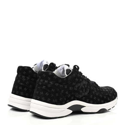 Chanel Suede Calfskin Printed CC Sneakers 35.5 Black 4 of 9