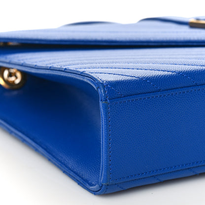 Saint Laurent Grain De Poudre Matelasse Chevron Large Monogram Satchel Blue Majorelle 8 of 9