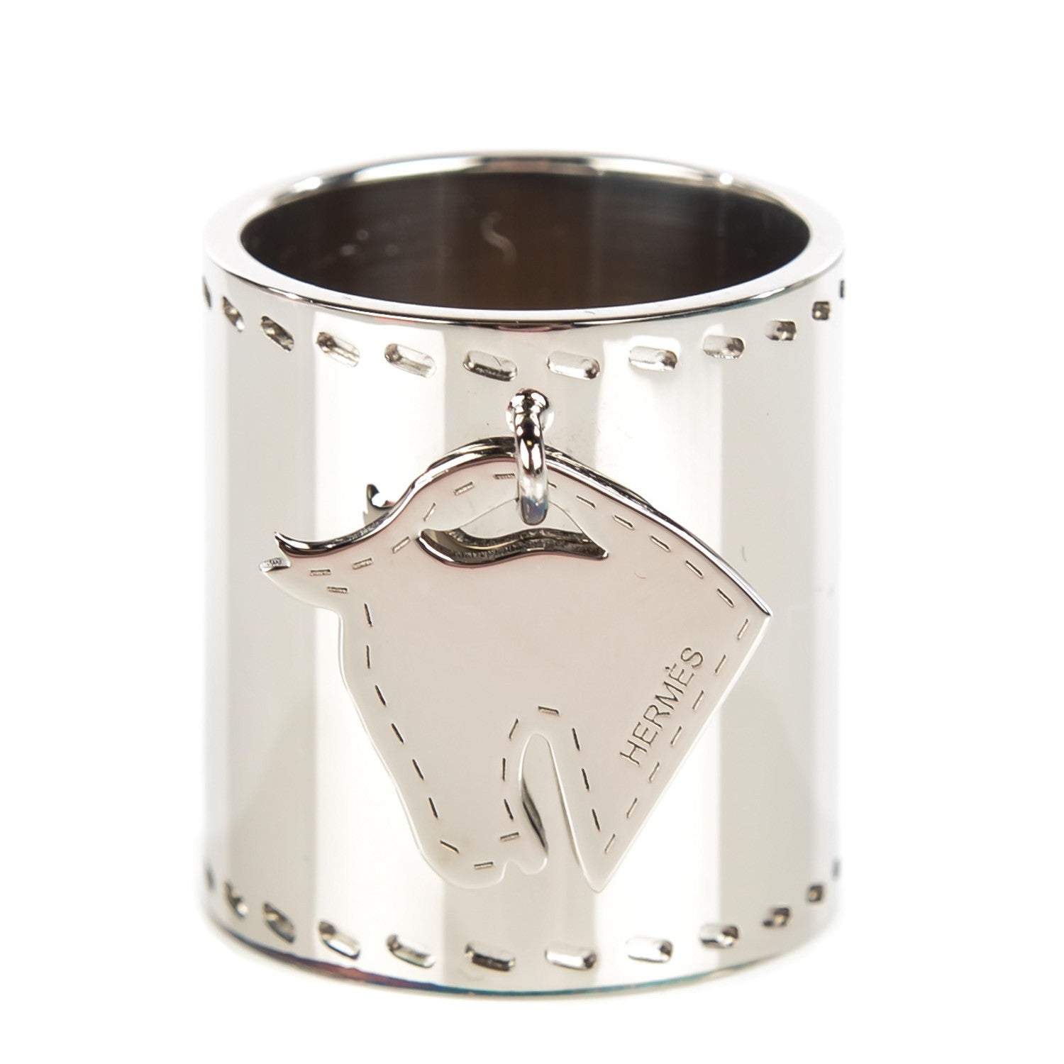 Hermes Palladium Tete de Cheval Horse Charm Scarf Ring 1 of 5