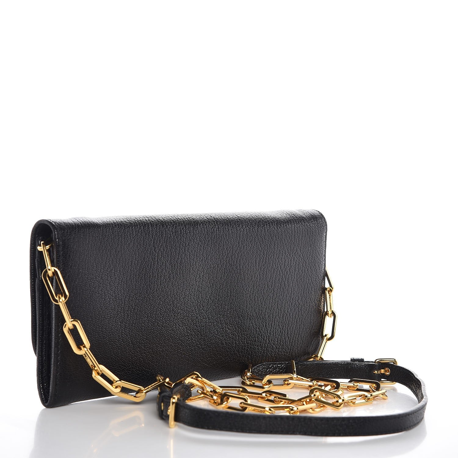 Miu Miu Goatskin Madras Wallet On Chain Black 3 of 7