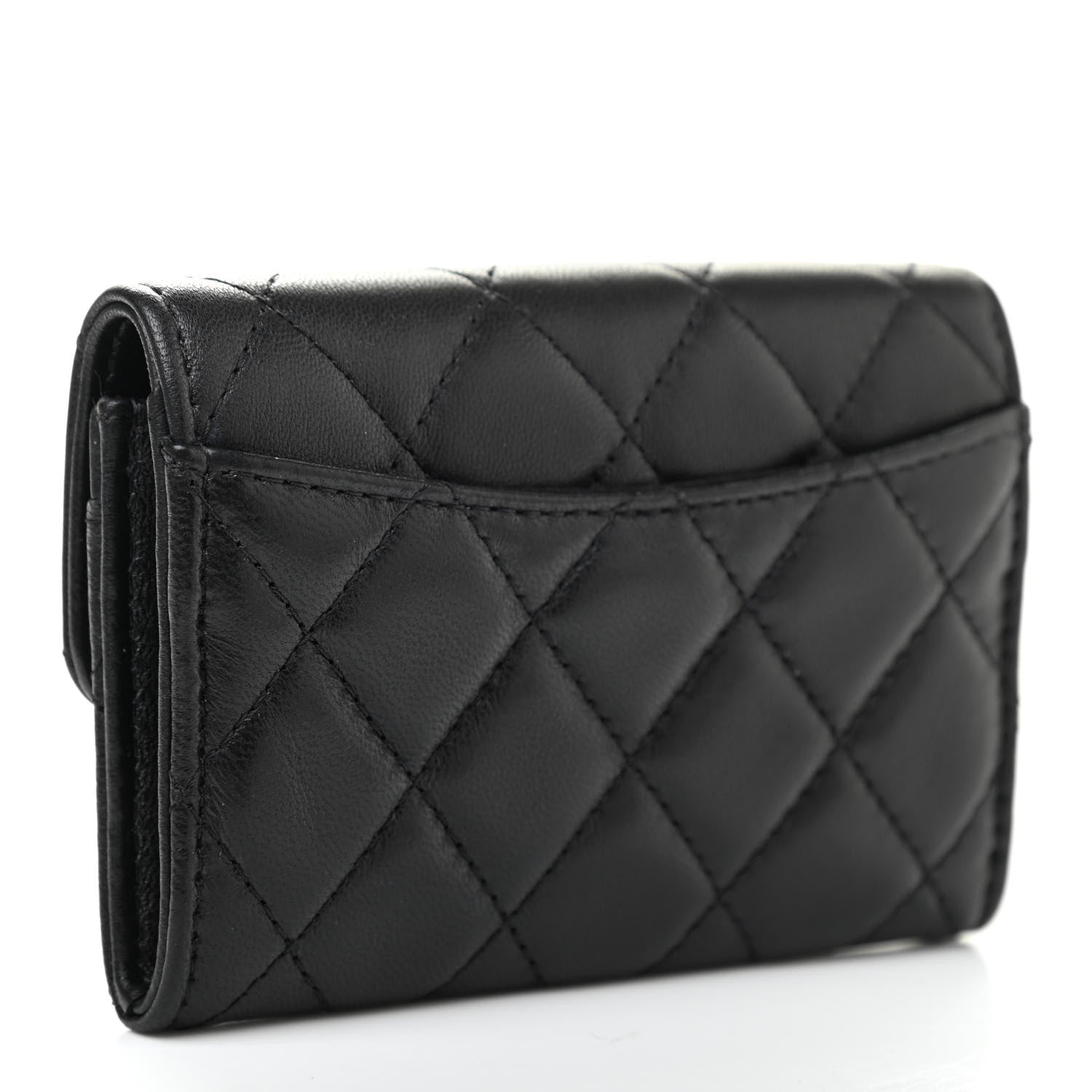 Chanel Lambskin Quilted Flap Card Holder Wallet Black 3 of 8