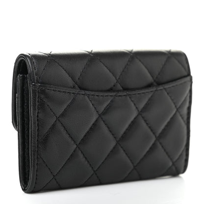 Chanel Lambskin Quilted Flap Card Holder Wallet Black 3 of 8
