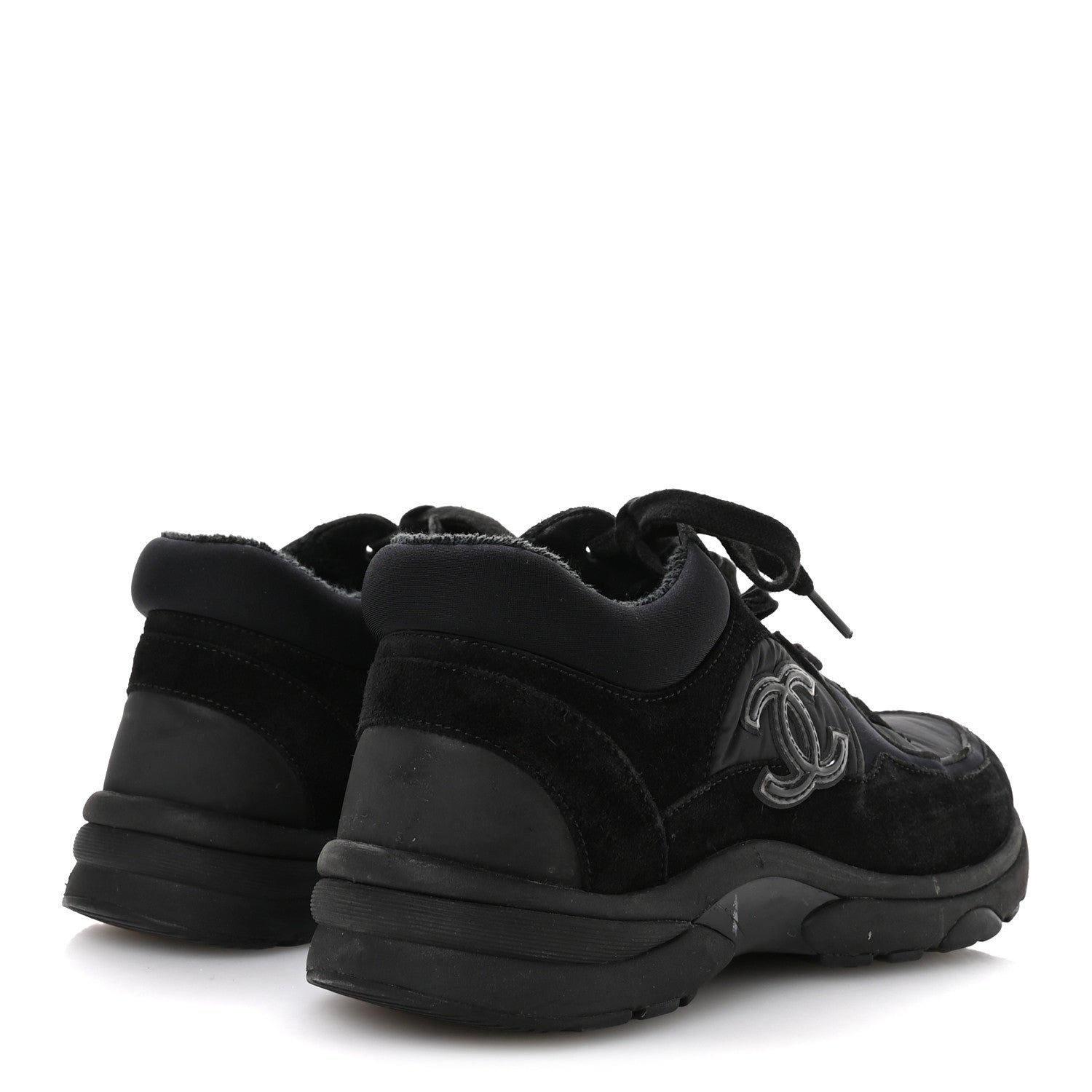 Chanel Fabric Calfskin Suede CC Sneakers 35.5 Black 5 of 7